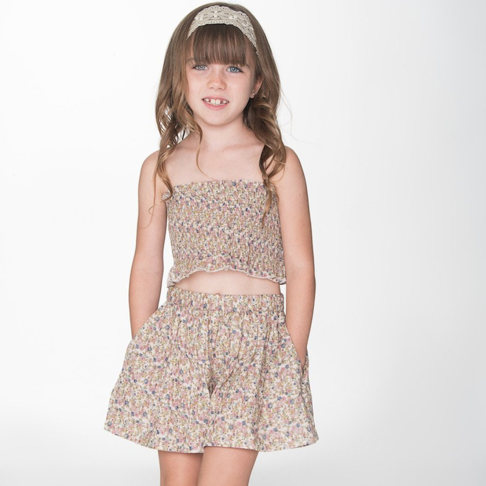 NEW Boho Kids Floral Short and Smocked Top